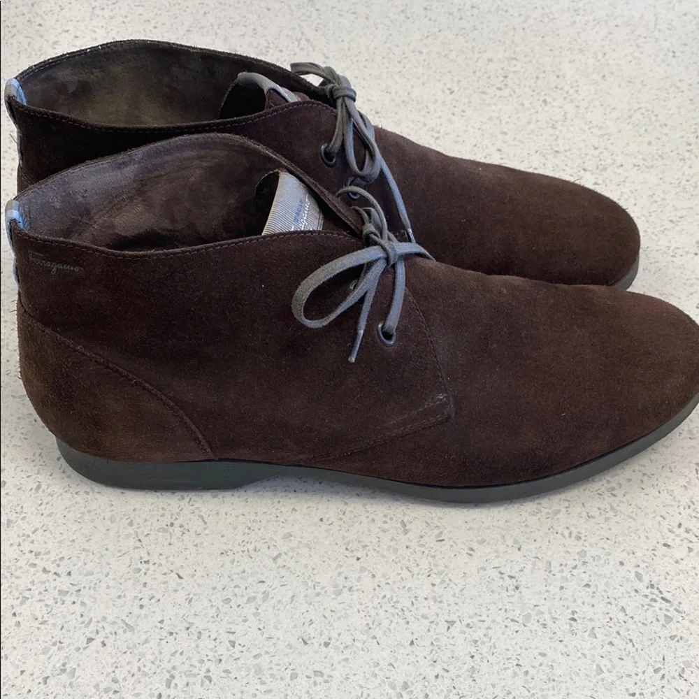 Salvatore Ferragamo Brown Chukka Boots Suede Leather